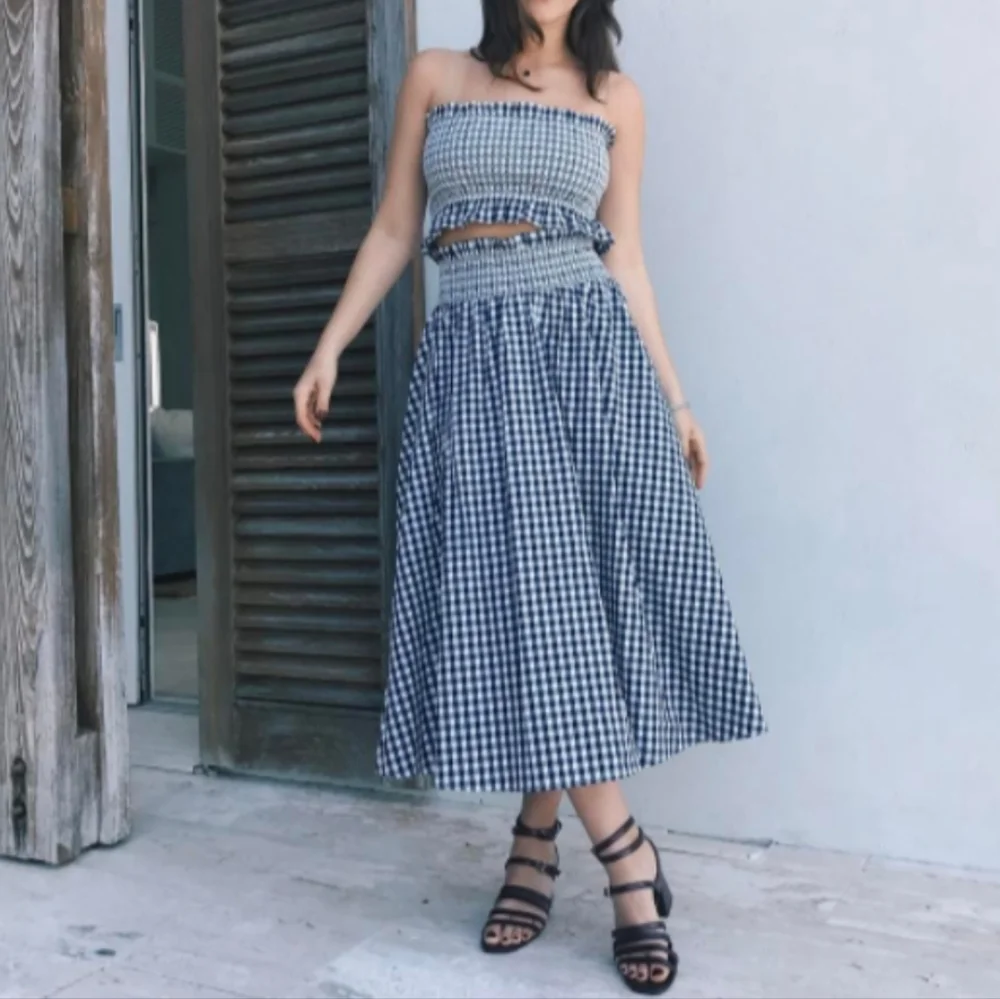 Zara Blue and White A-Line Midi Skirt Set - Picture 8 of 8